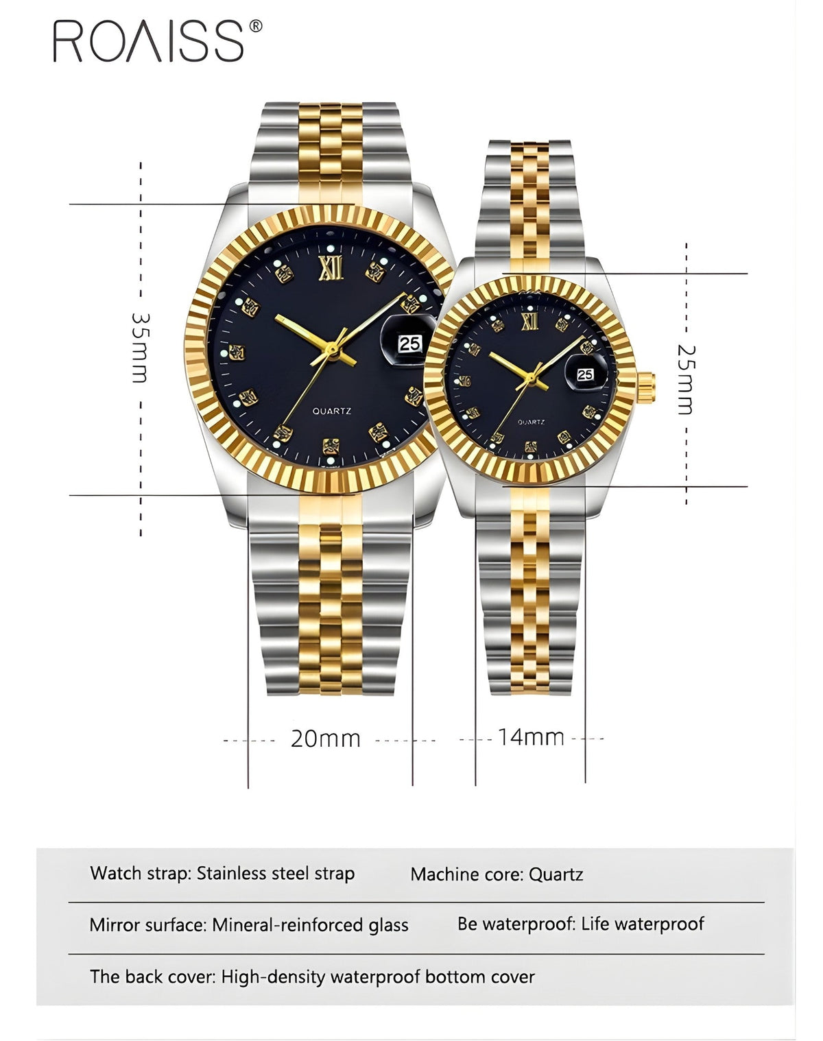 ROAISS Couple Watch Set