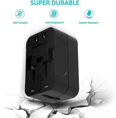 1pc Universal Travel Adapter With Dual USB Ports, 110V-240V Input, US/EU/UK/AU Plugs, Surge Protection, All-In-One Wall Charger For Over 150 Countries, Compatible With IPhone, Samsung, Tablets, And More