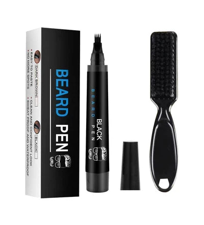 Men's Beard Filler Pen Kit with Brush - Long-Lasting, Waterproof, Alcohol-Free