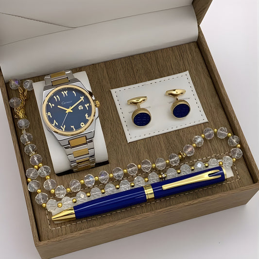 Carner Royal Blue Gift Set – Watch, Pen, Cufflinks & Tasbih