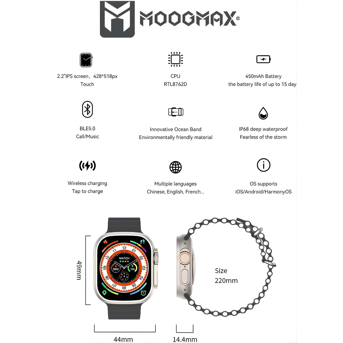 MOOGMAX Smart Bundle – Ultra Smartwatch & Wireless Airbuds Pro 2
