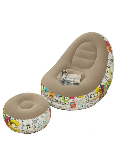 Inflatable Lazy Sofa Chair with Footrest & Air Pump – Bean Bag Lounge