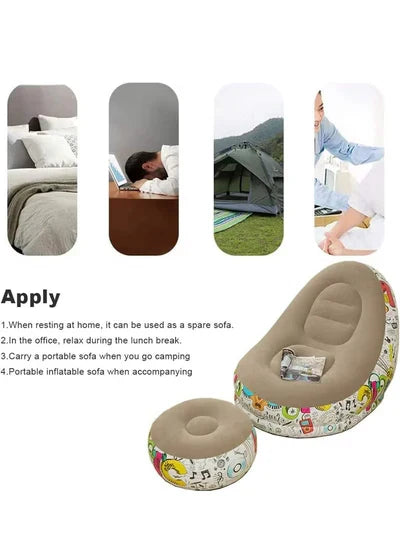 Inflatable Lazy Sofa Chair with Footrest & Air Pump – Bean Bag Lounge